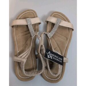 American Exchange Women's Gold/Champagne Sandals Size 10W